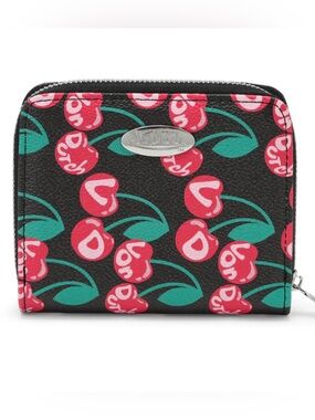NWT Von Dutch Cherry 🍒 Zip-Up Wallet in Black